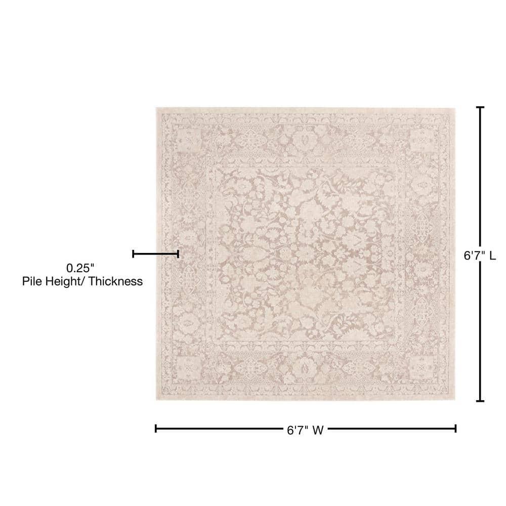 Reflection RFT667 Power Loomed Indoor Area Rug - 6'7"x6'7" - Beige/Cream - Safavieh