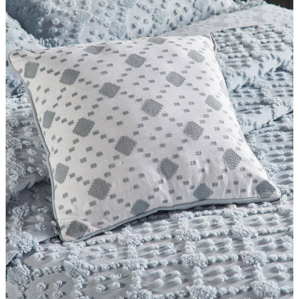 Better Trends Charleston Collection 100% Cotton Bedding sets, Machine Washable Soft and Breathable 4-piece Chenille Bedspread & Sham with Geometric Embroidery, All season