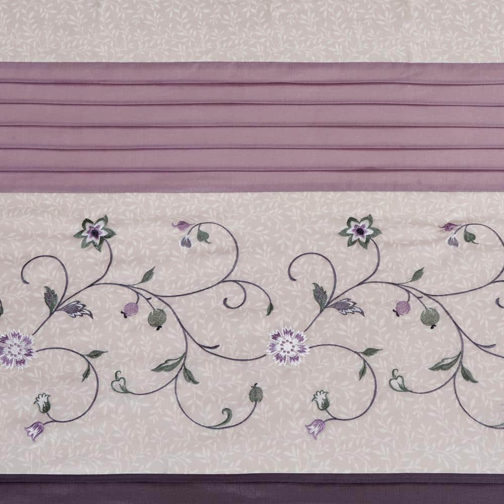 Madison Park Serene Faux Silk Embroidered Floral Shower Curtain