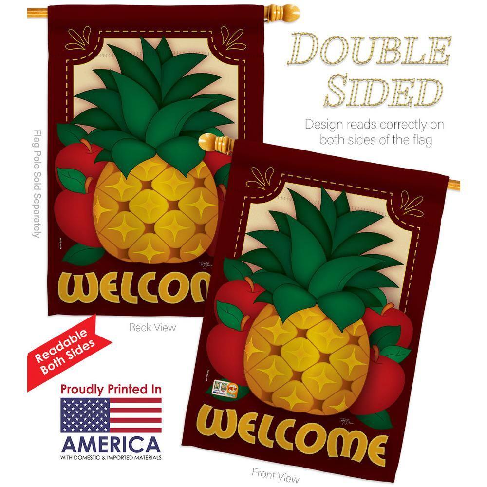 Breeze Decor 17017 Welcome Pineapple 2-Sided Vertical Impression House Flag - 28 x 40 in.