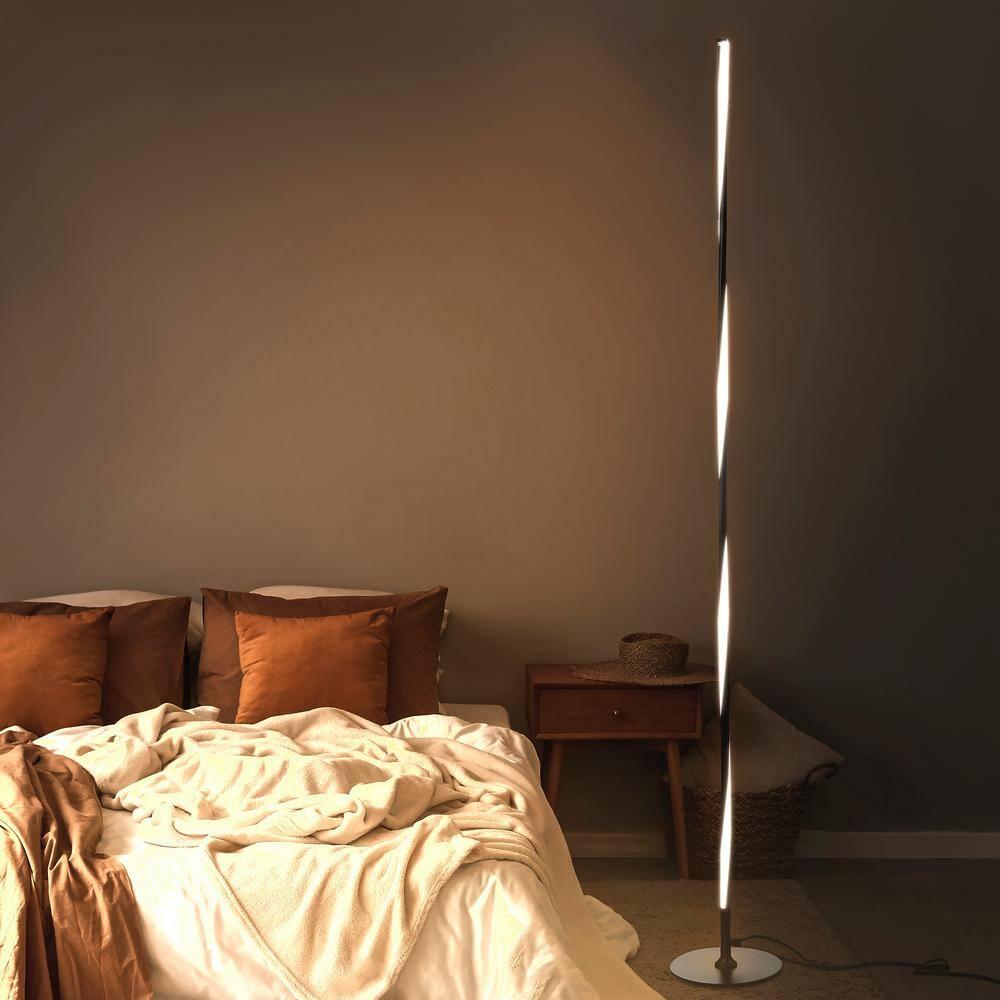 JONATHAN Y JYL7006C Pilar 63.75" LED Integrated Floor Lamp, Modern, Contemporary for living room, dinning room, bedroom, office, Black