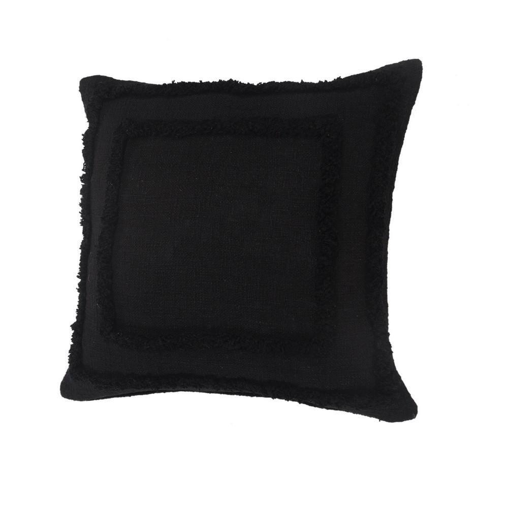 Ox Bay Modern Tufted Solid Throw Pillow, 20" x 20", Black