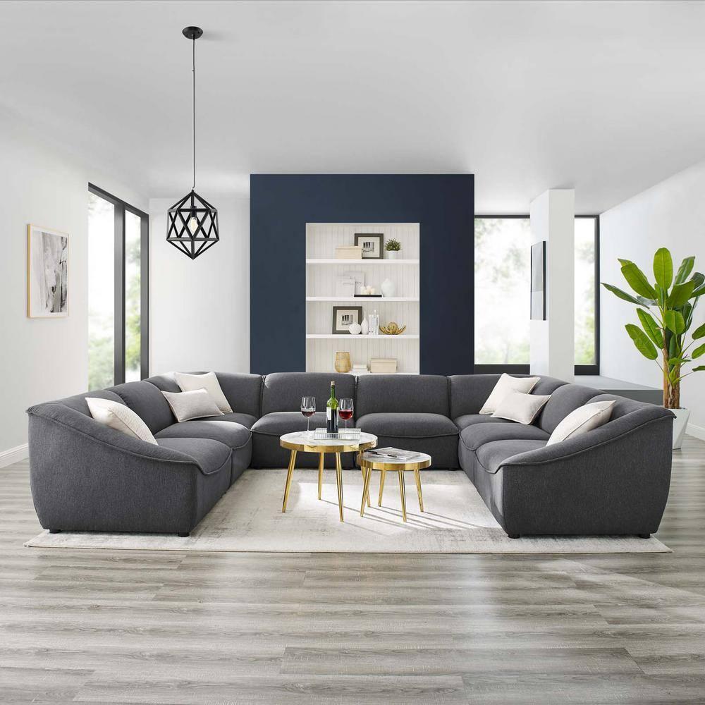 Modway Comprise 8-Piece Sectional Sofa in Charcoal
