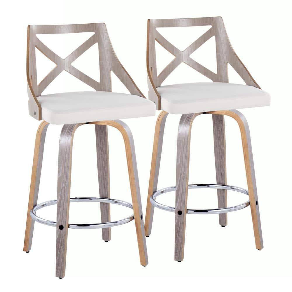 LumiSource Grey Charlotte 26" Fixed-Height Counter Stool - Set of 2