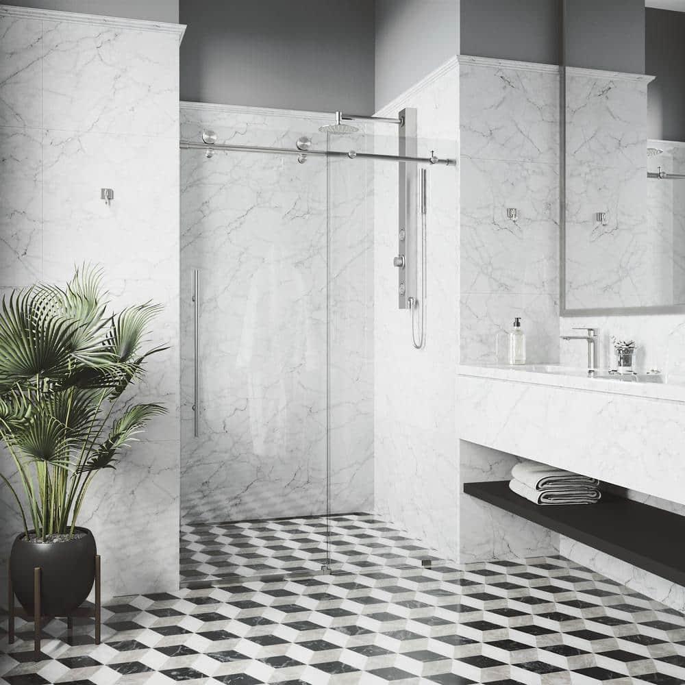 Elan E-Class 44-48" W x 76" H Sliding Frameless Shower Door with 3/8" Clear Glass