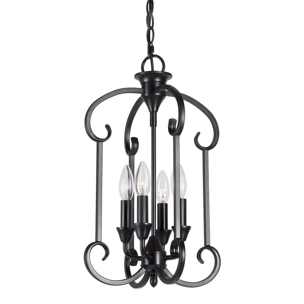 Forte Lighting 7000-04 Ione 4 Light 12" Wide Pillar Candle Pendant - Black