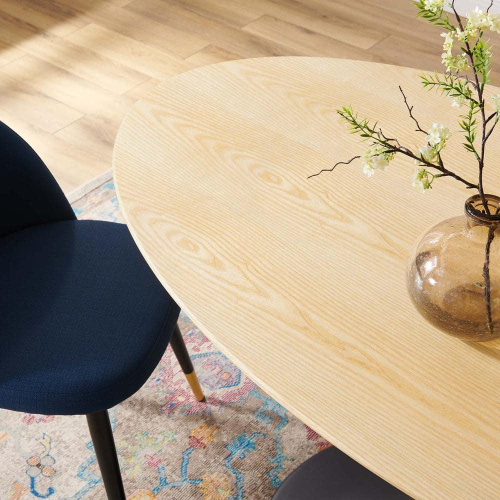 Modway Lippa 60" Oval Wood Grain Dining Table in Black Natural
