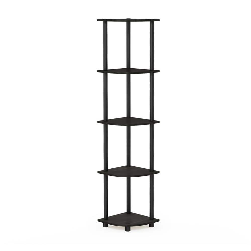 Furinno Turn-N-Tube 5 Tier Corner Display Rack Multipurpose Shelving Unit, Espresso & Black - 57.7 x 11.6 x 11.6 in.