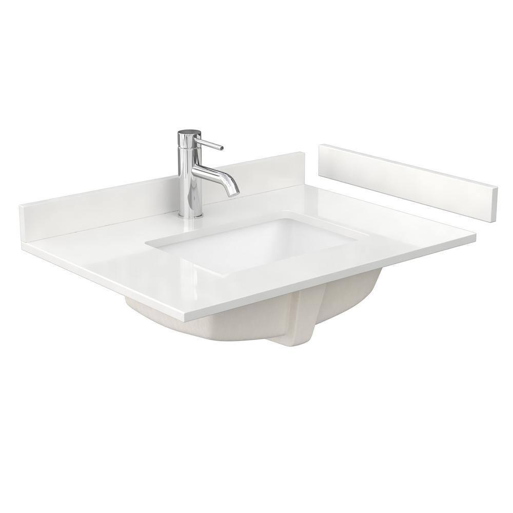 Wyndham Collection Beckett 30" Freestanding Single Bathroom Vanity with Quartz Top
