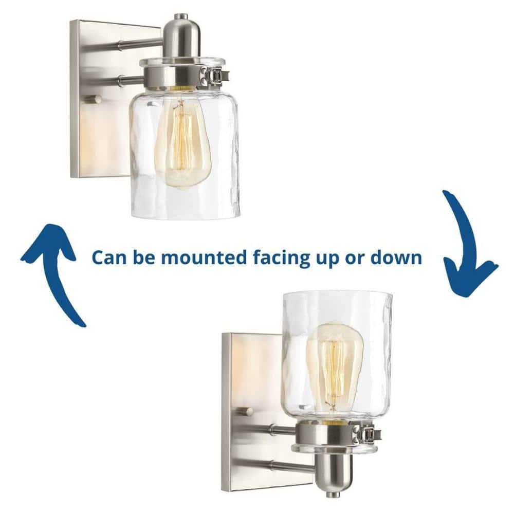 Progress Lighting Calhoun Collection 1-Light Bath & Vanity Wall Light, Brushed Nickel, Clear Glass Shade