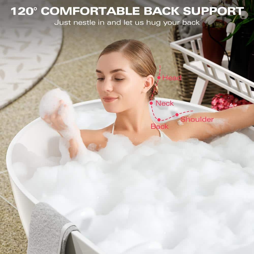 63" Matte White Acrylic Freestanding Soaking Bathtub