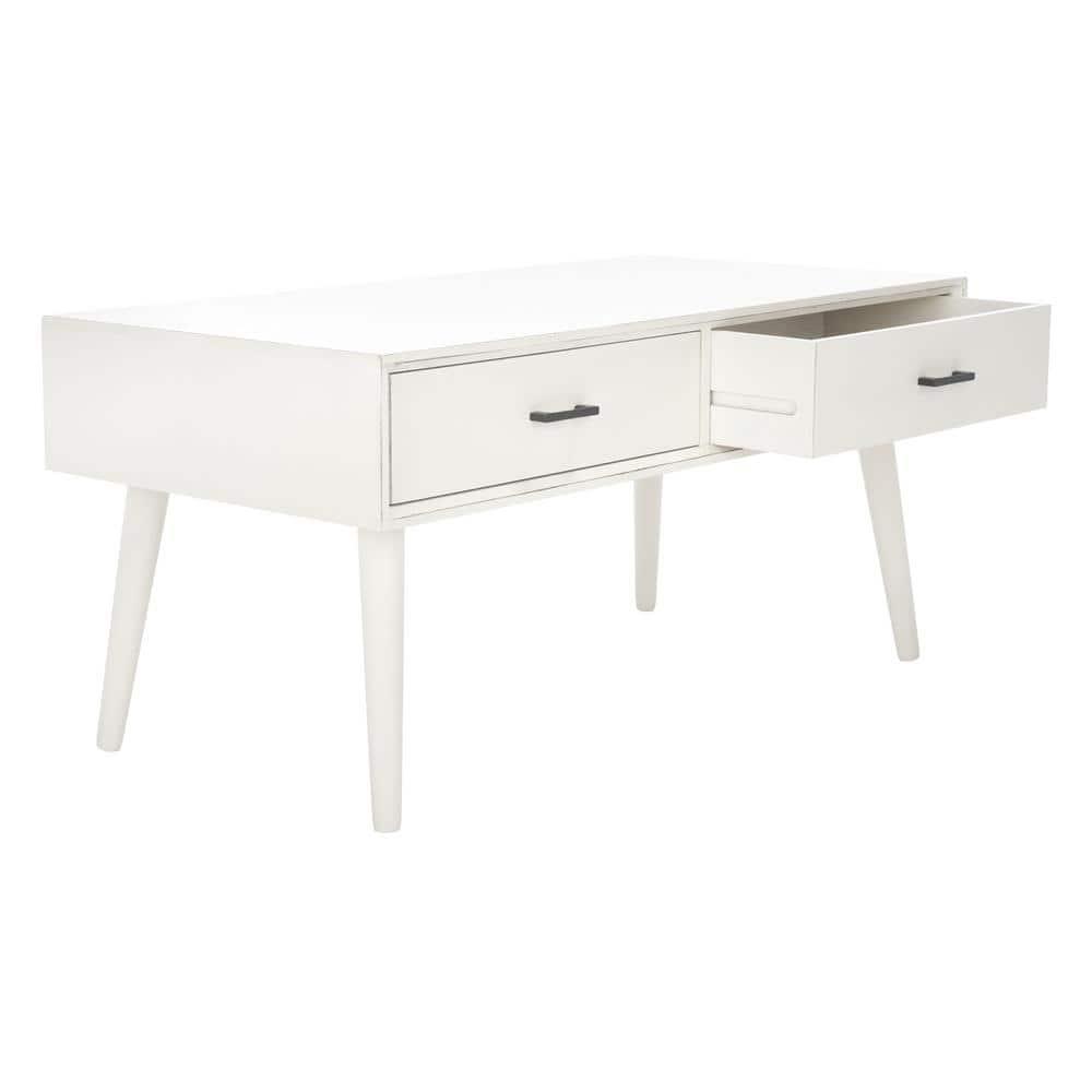 Mozart Mid-Century Coffee Table - Distressed White - Safavieh