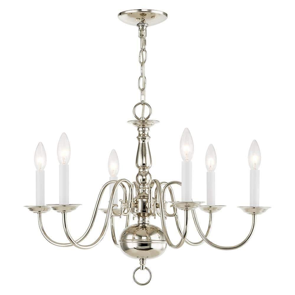 Livex Lighting Williamsburgh Chandelier in Polished Nickel