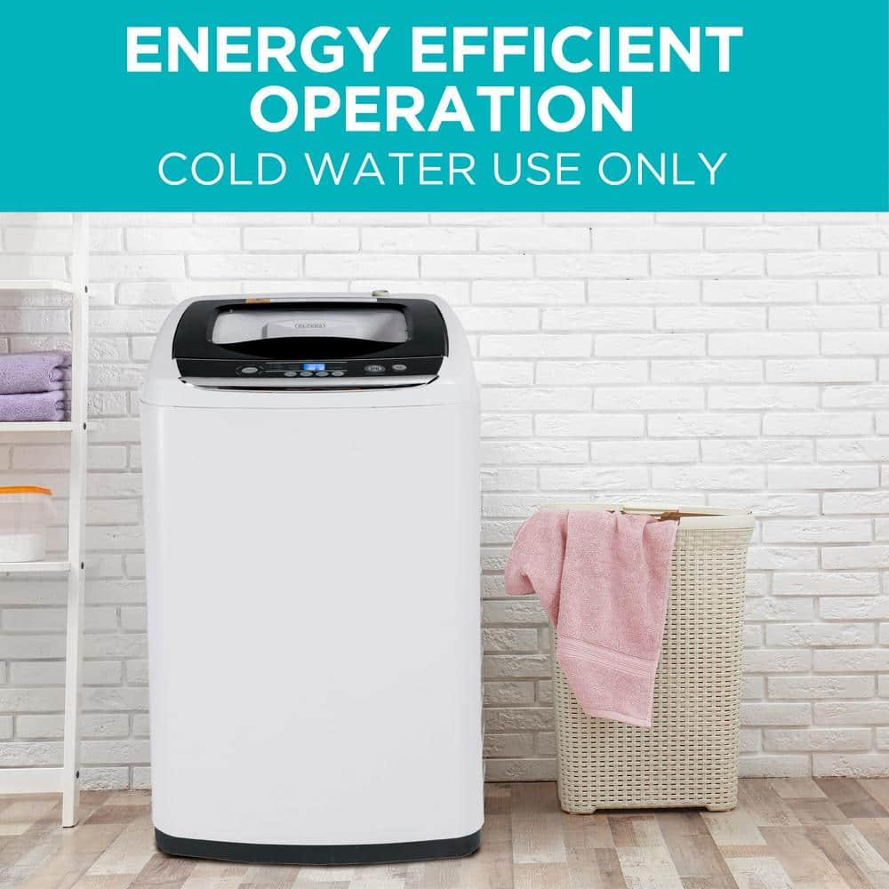 BLACK+DECKER Small Portable Washer, Washing Machine for Household Use, 0.9 Cu. Ft. with 5 Cycles, Transparent Lid & LED Display