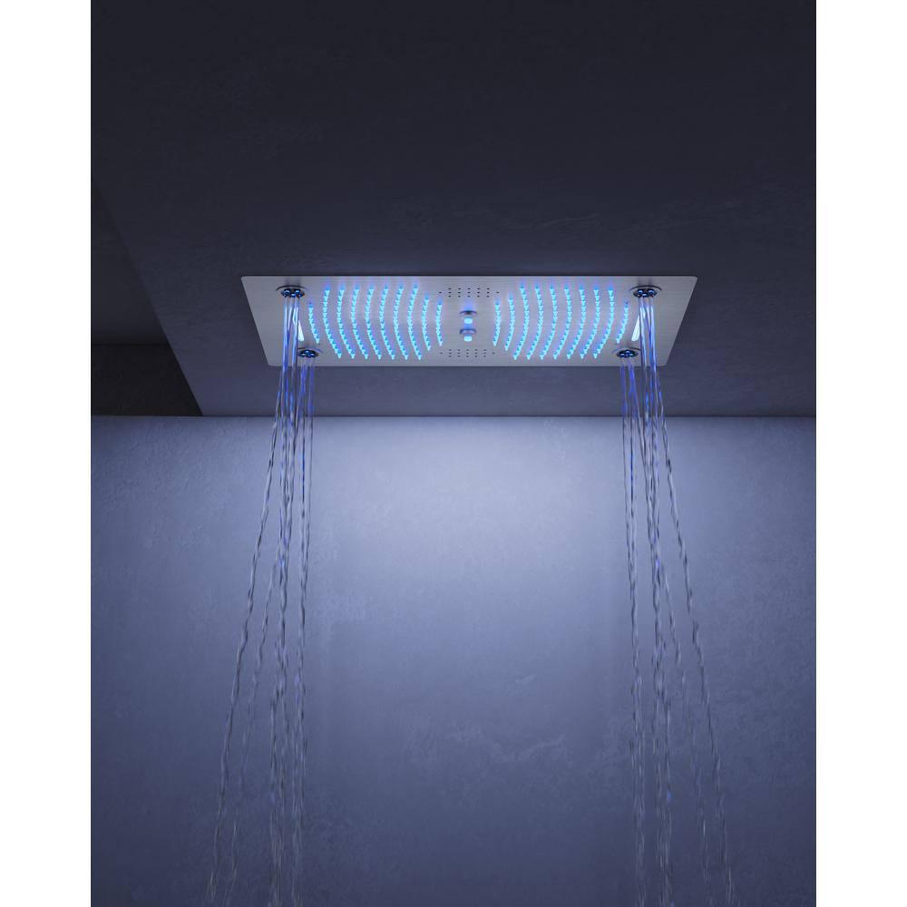 EVERSTEIN 12 in. Dual Rain Shower Heads System, 1.8 GPM Muti Spray Patterns Wall & Celling Mounted Shower Head with Handheld Shower Sparyer, Side Jets & Knob Valve Body, Brushed Nickel