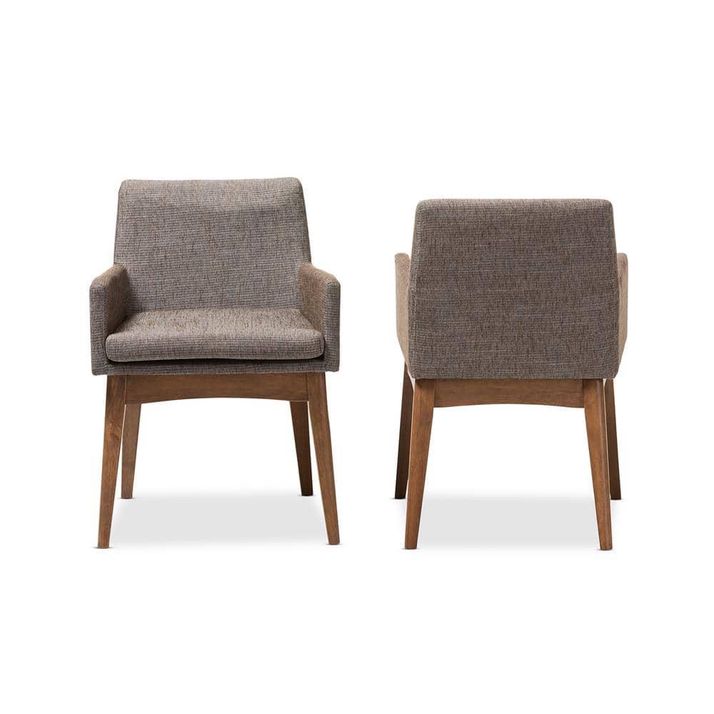 Set of 2 Nexus Mid Century Modern Walnut Dining Armchair with Cushion - Baxton Studio