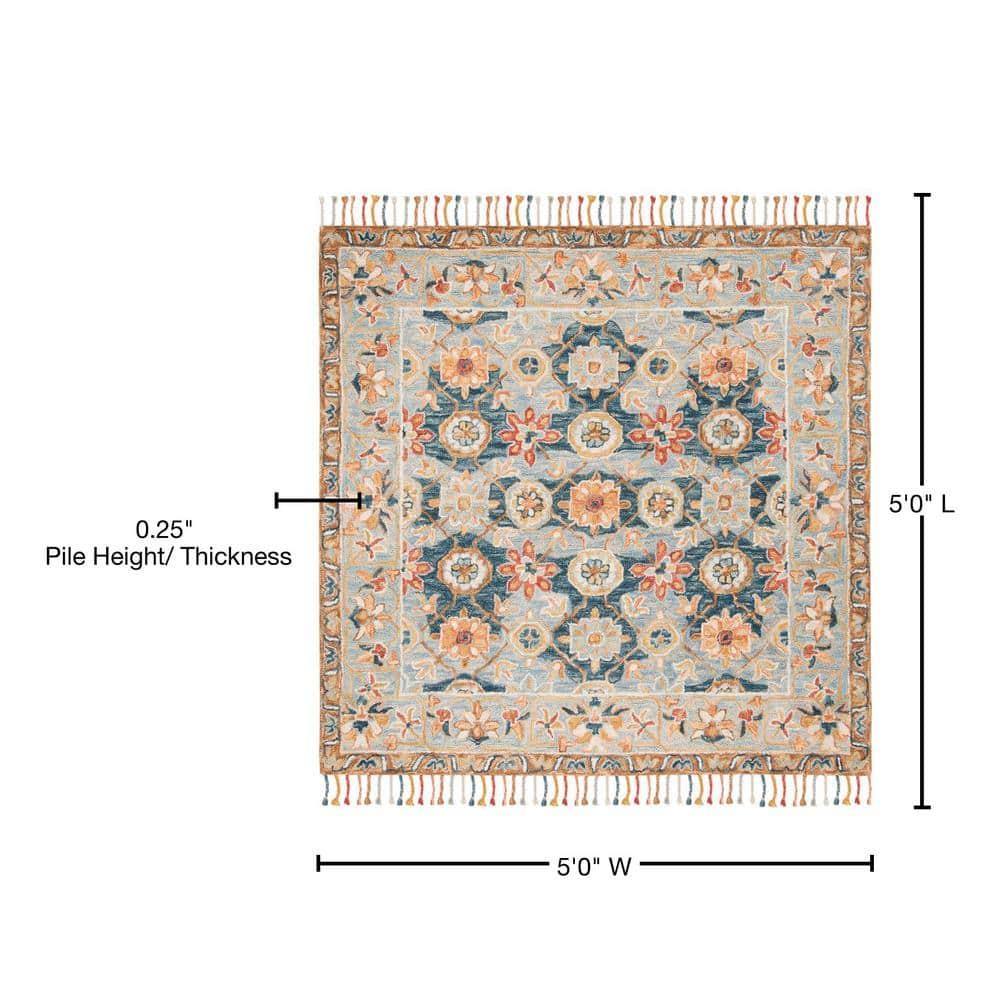 Aspen APN110 Hand Tufted Area Rug - Grey/Navy - 5'x5' - Safavieh.