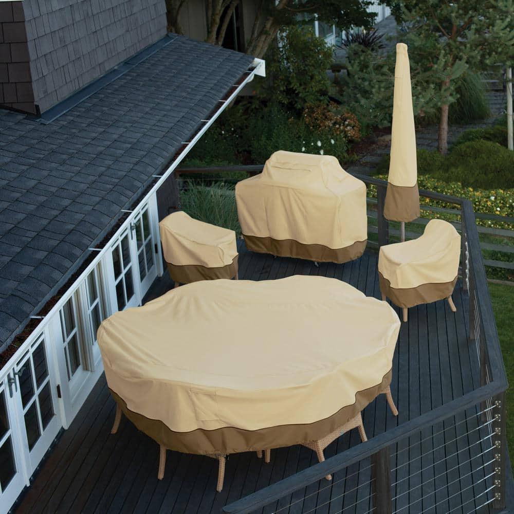 Classic Accessories 38" x 40" x 31" Beige and Brown Rectangle Patio Chaise Lounge Cover (2 Pack)