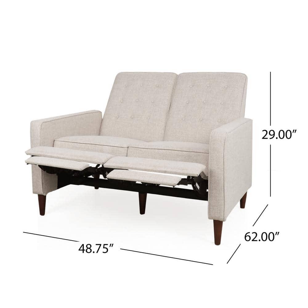 Noble House Craigue Fabric Tufted Loveseat Pushback Recliner, Beige