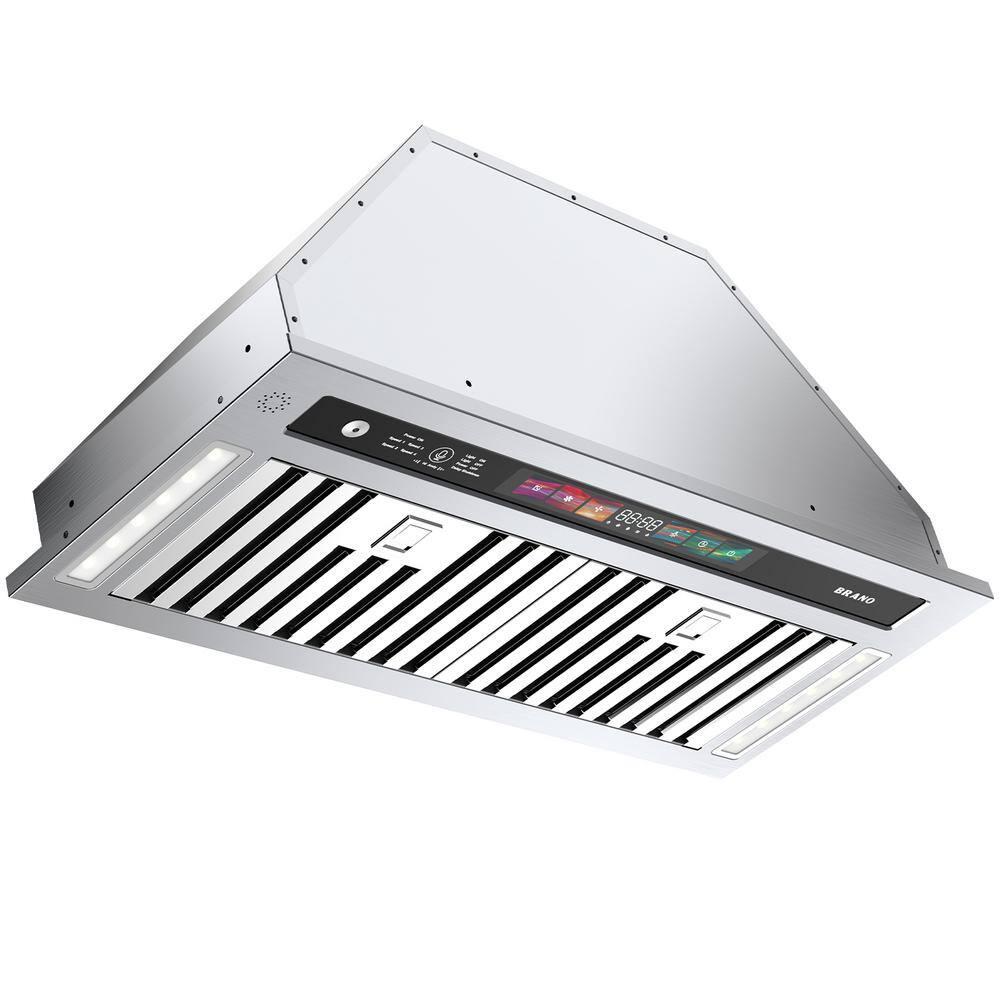 Range Hood Insert 30 Inch, 900 CFM Smart Voice/Gesture/Touch Control, 4 Speed Exhaust Fan, Stainless Steel Kitchen Hood with Charcoal Filter, Ducted/Ductless Convertible