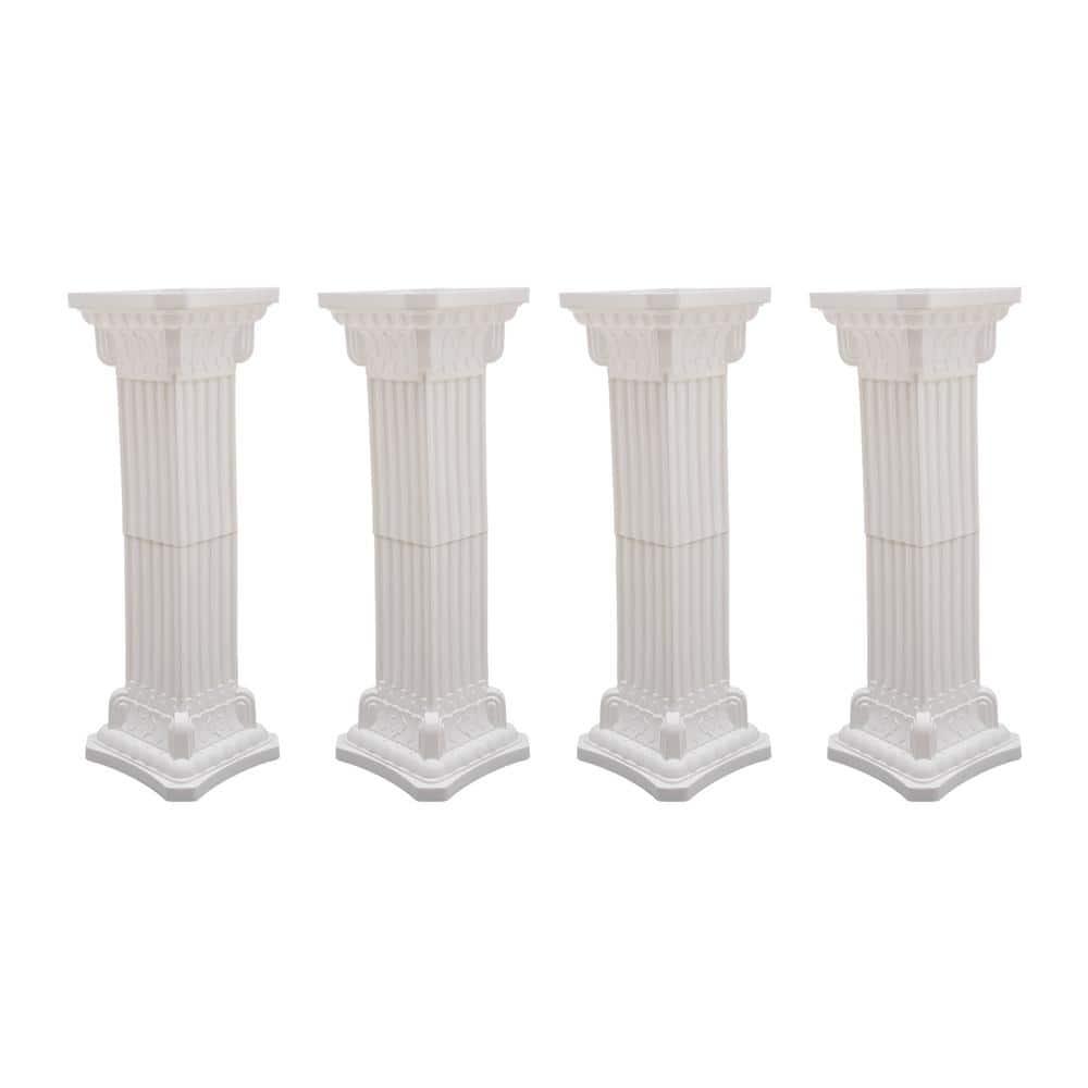 Roman Columns Plastic Wedding Stand Pillar Greek Statue Plant Stand Elegant Event Party Decorative Pedestal Flower Pot Holder Decor (4Pcs, 11.81x35.43 Inch)