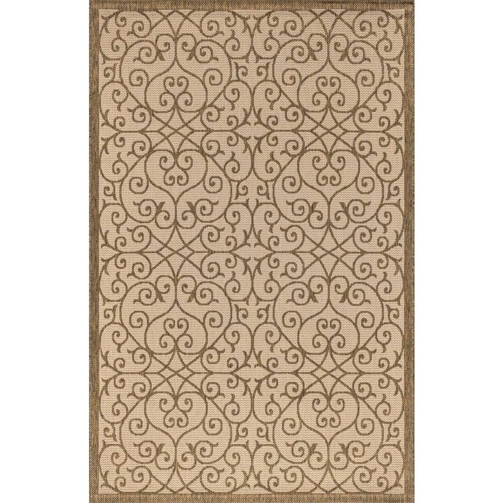 5'x8' Madrid Vintage Filigree Textured Weave Indoor/Outdoor Area Rug, Beige/Brown - JONATHAN Y