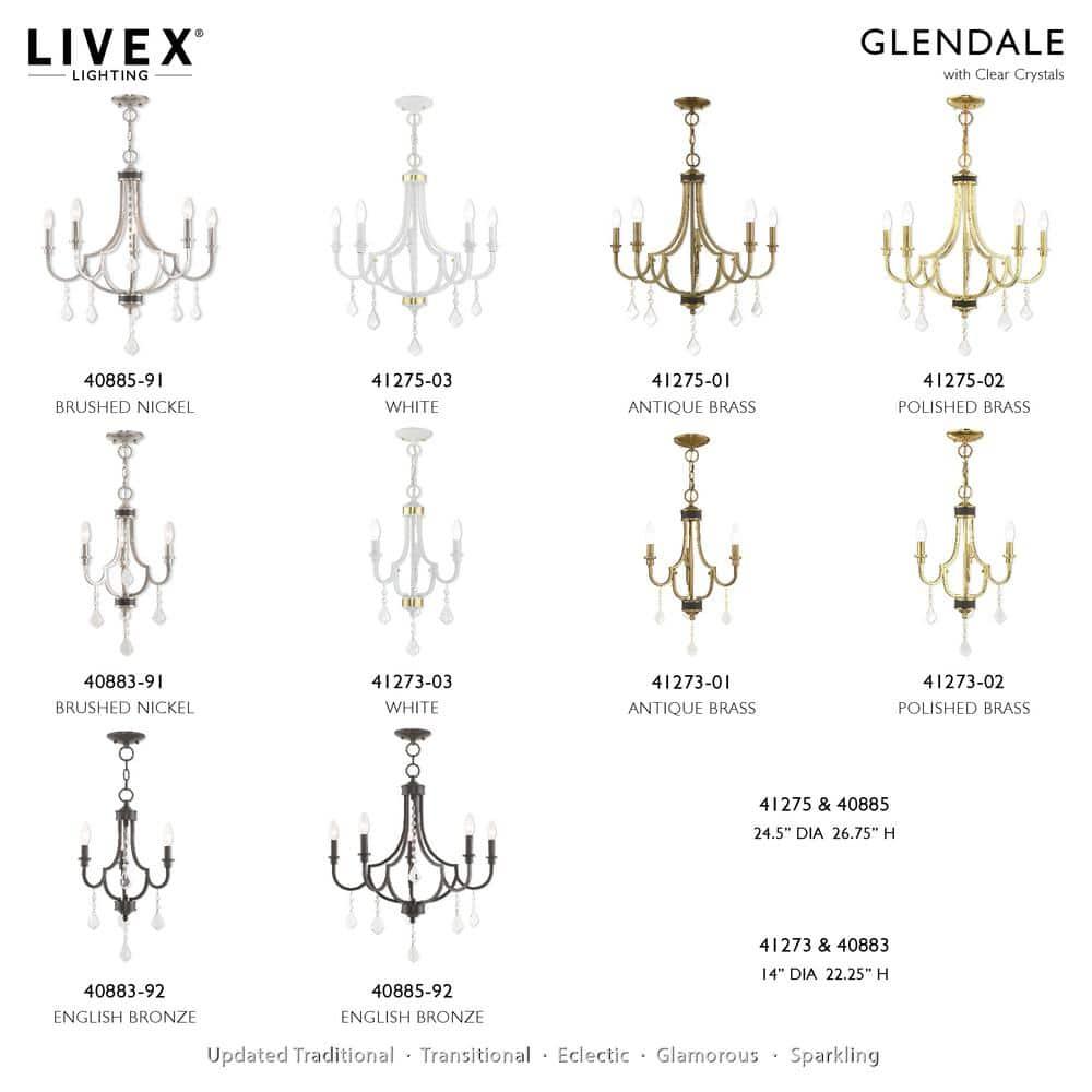 Livex Lighting Glendale 3 - Light Chandelier in  Brushed Nickel