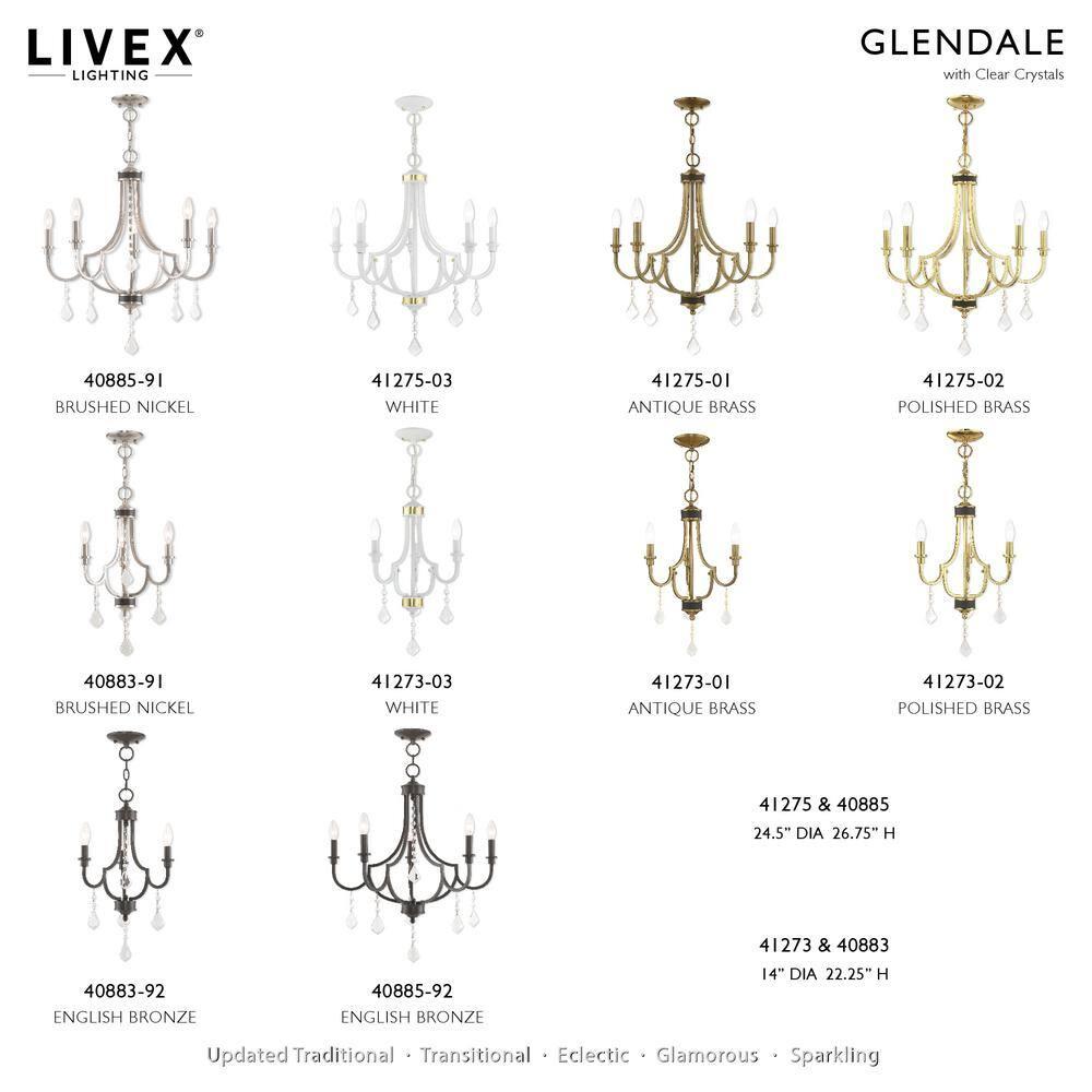Livex Lighting Glendale 3 - Light Chandelier in  Brushed Nickel
