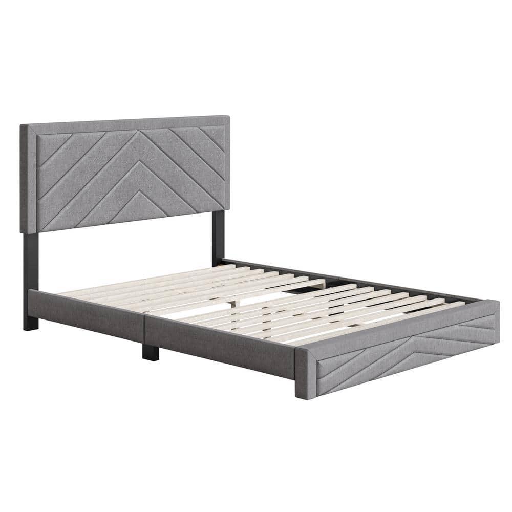 Boyd Sleep Barcelona Linen or Faux Leather Upholstered Platform Bed Frame with Adjustable Headboard, Heavy Duty Slat Support System, No Box Spring Required - Boyd Sleep