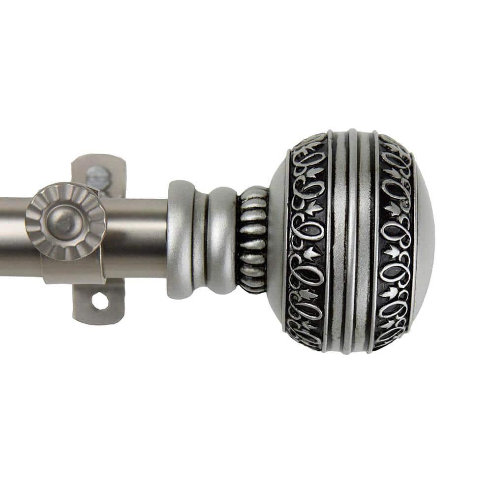 Hart & Harlow Faith 13/16-in 120-in to 170-in Satin nickel Steel Single curtain rod with Finials