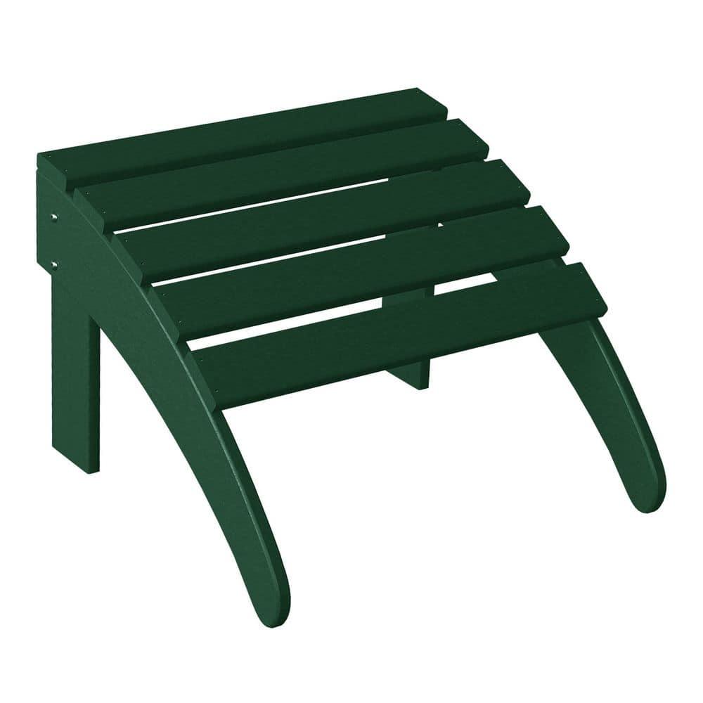 Polytrends  Laguna Hdpe All Weather Outdoor Patio Foldable Ottoman Dark Green