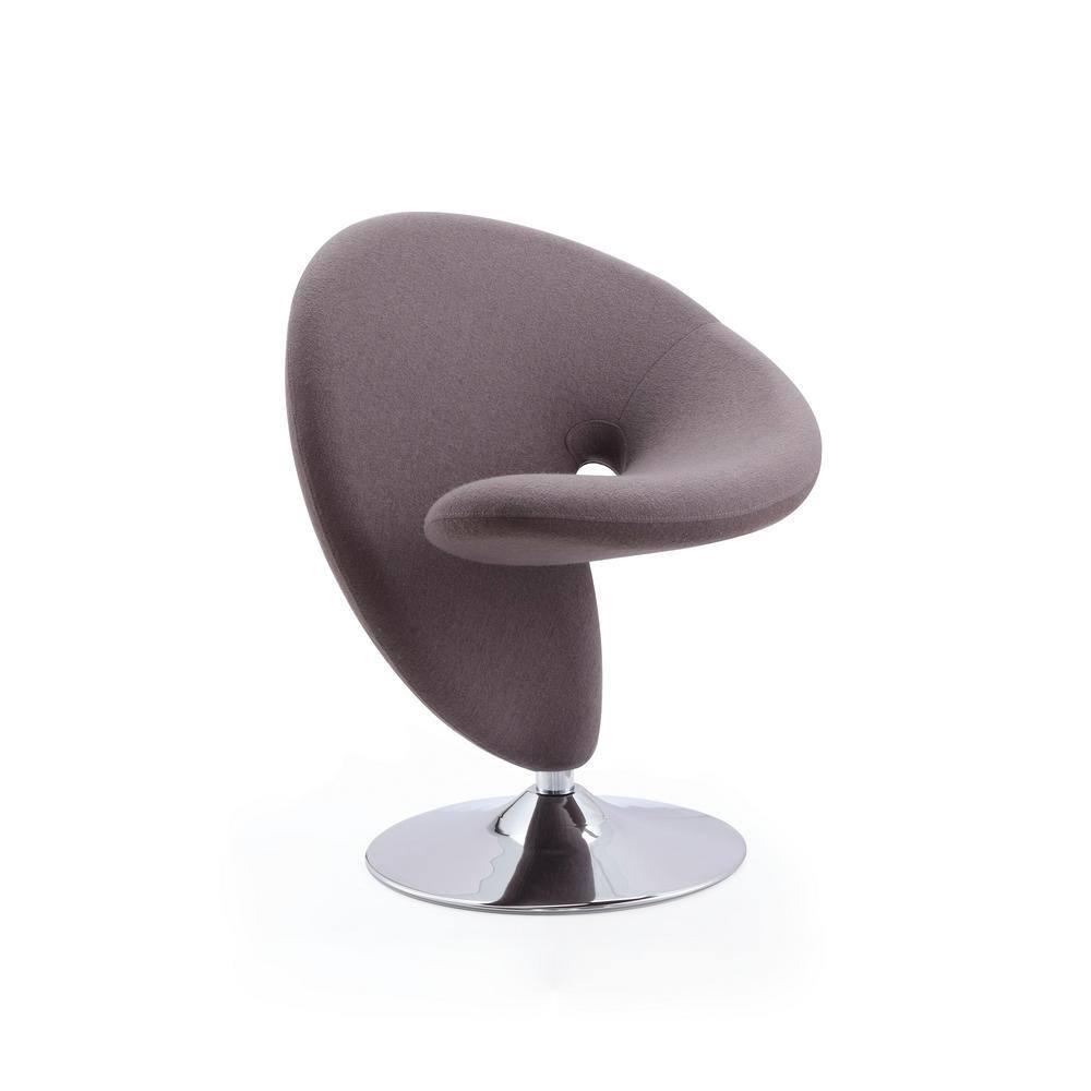 Set of 2 Curl Wool Blend Swivel Accent Chairs Gray - Manhattan Comfort: Modern Armless Design, Metal Frame, No Assembly Required