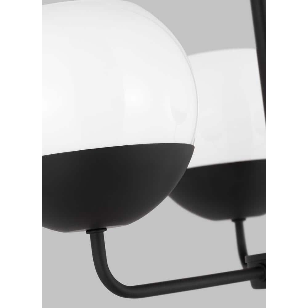 Midnight Black Steel Chandelier with Milk Glass Shades
