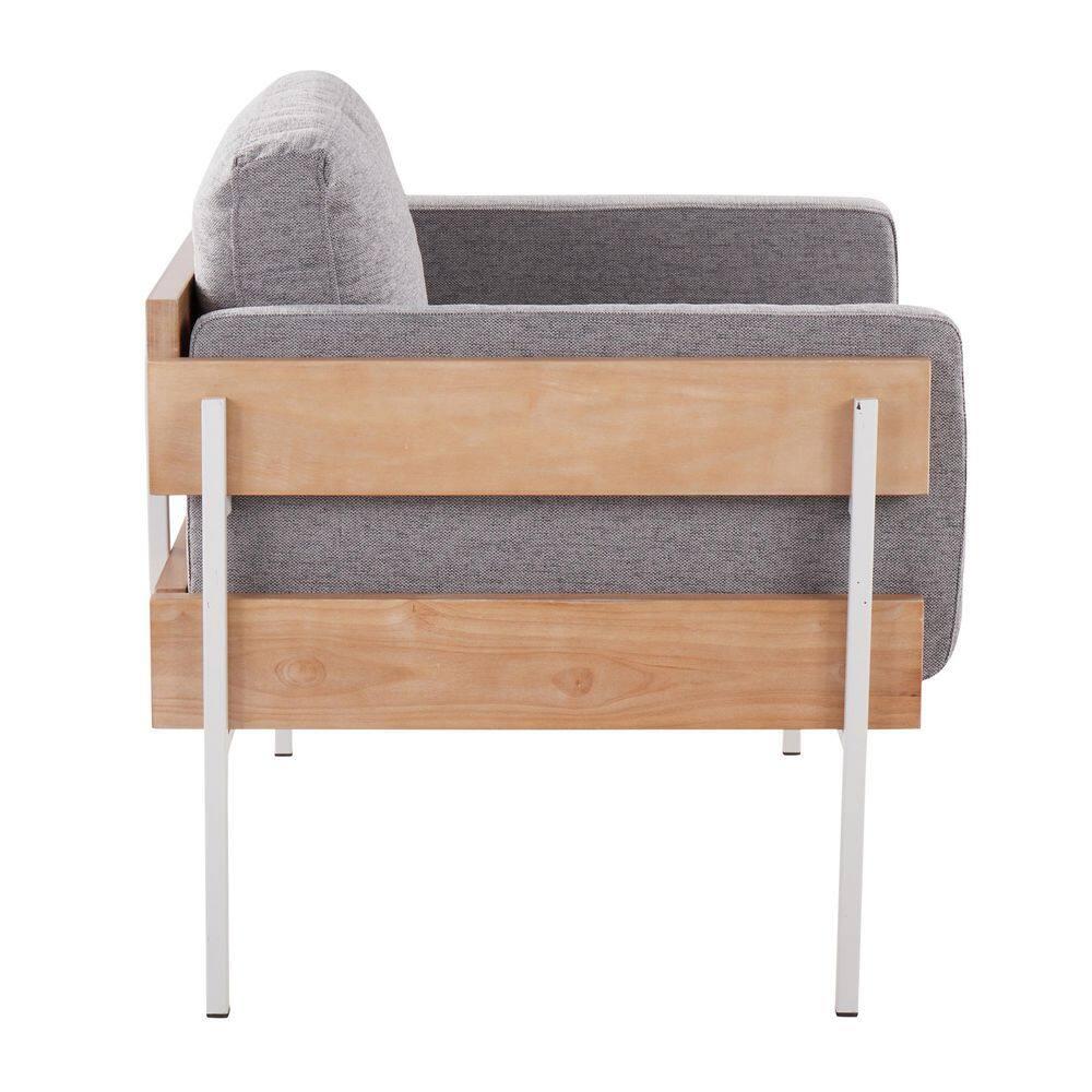 Kari Accent Chair White/Natural/Light Gray - LumiSource: Upholstered, Metal Frame, Removable Cushions