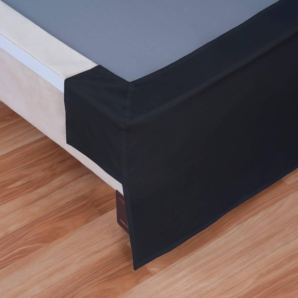 Bed Maker's Wrap-Around Hassle Free, Never Lift Your Mattress Tailored Bed Skirt, 14" Drop Length, King, Black
