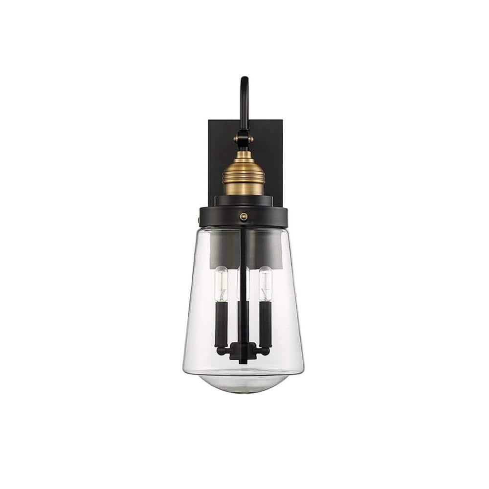 Savoy House Macauley 3 - Light Wall Light in  Vintage Black/Warm Brass