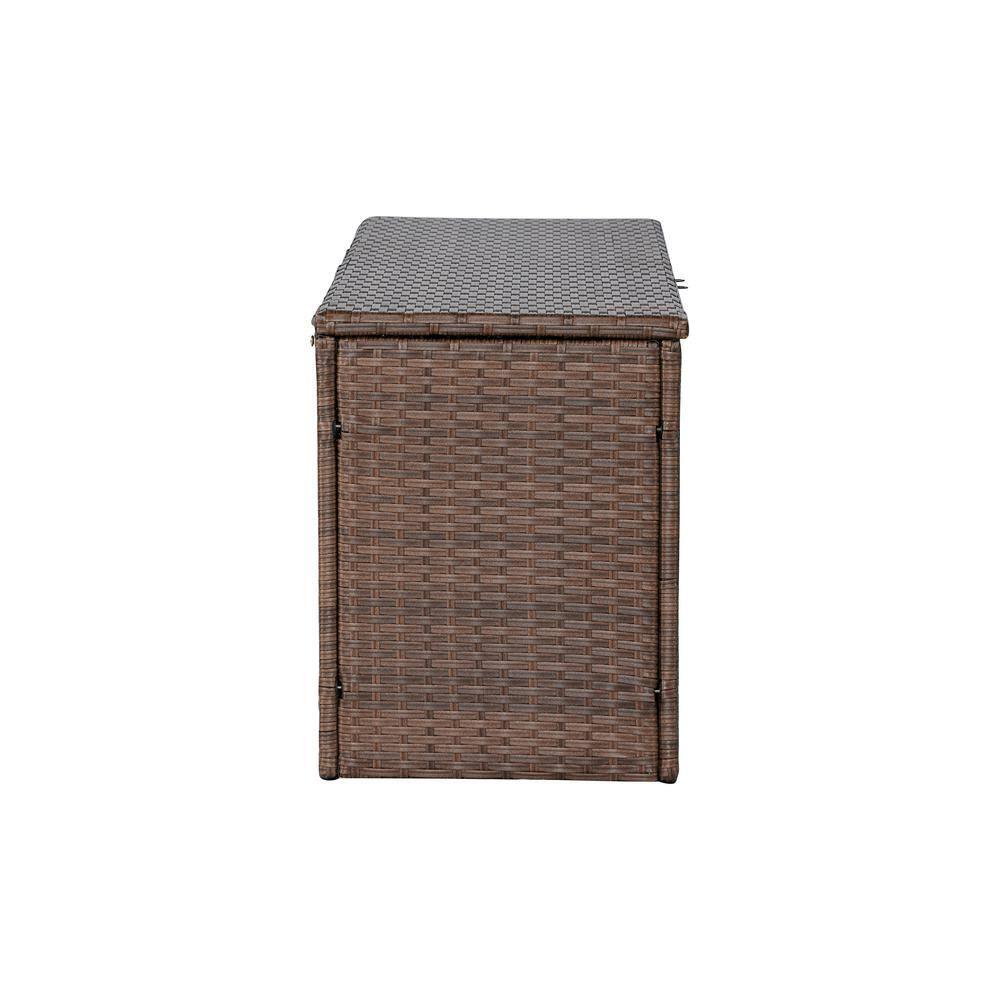 happimess Nino 47.24" Modern Minimalist Outdoor Faux Wicker Deck and Patio Storage Box, Brown