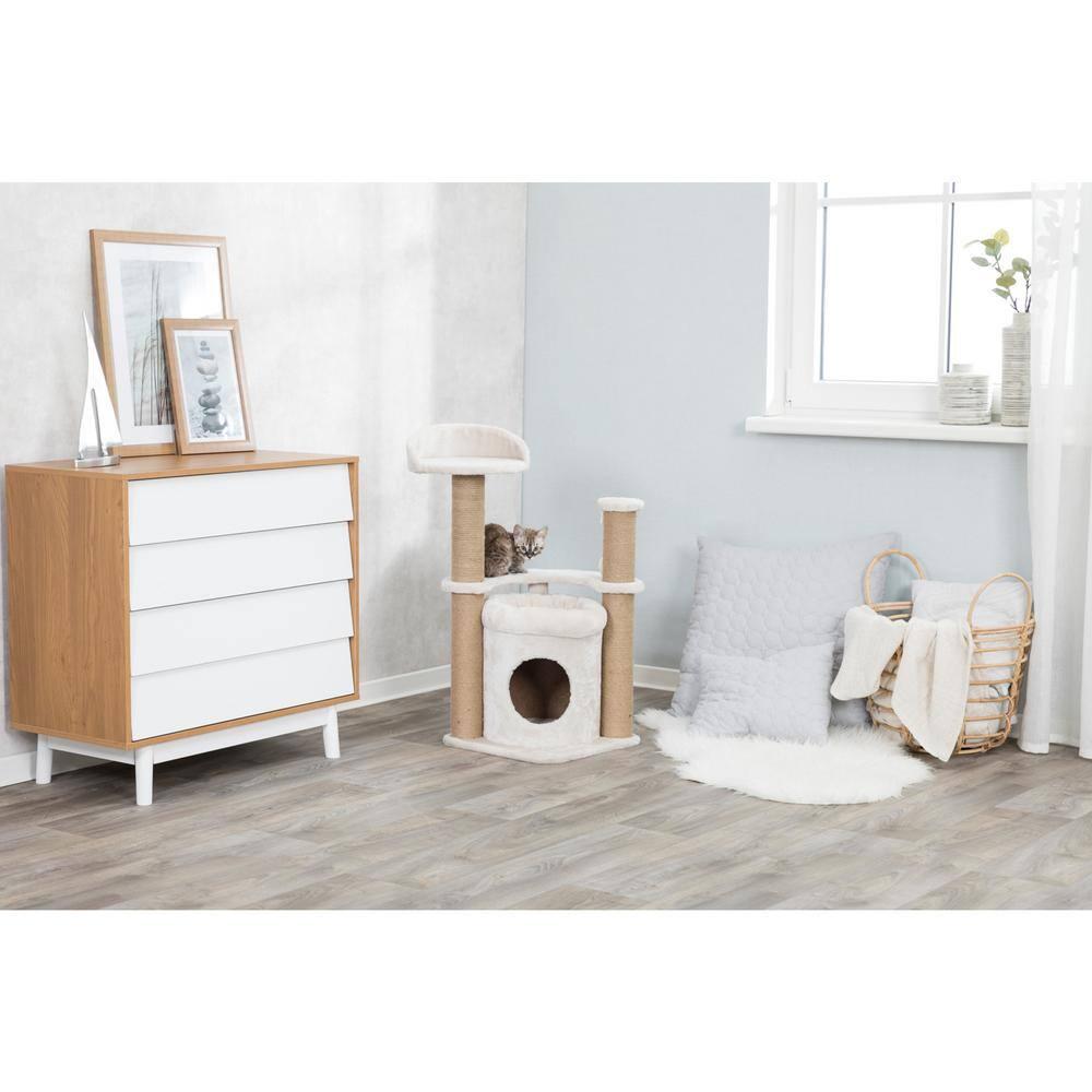 TRIXIE TRIXIE Nayra 32.7" Cat Tree, 3-Level Cat Scratcher, Plush Covered Cat Condo Removable Bed, Platform & Perch