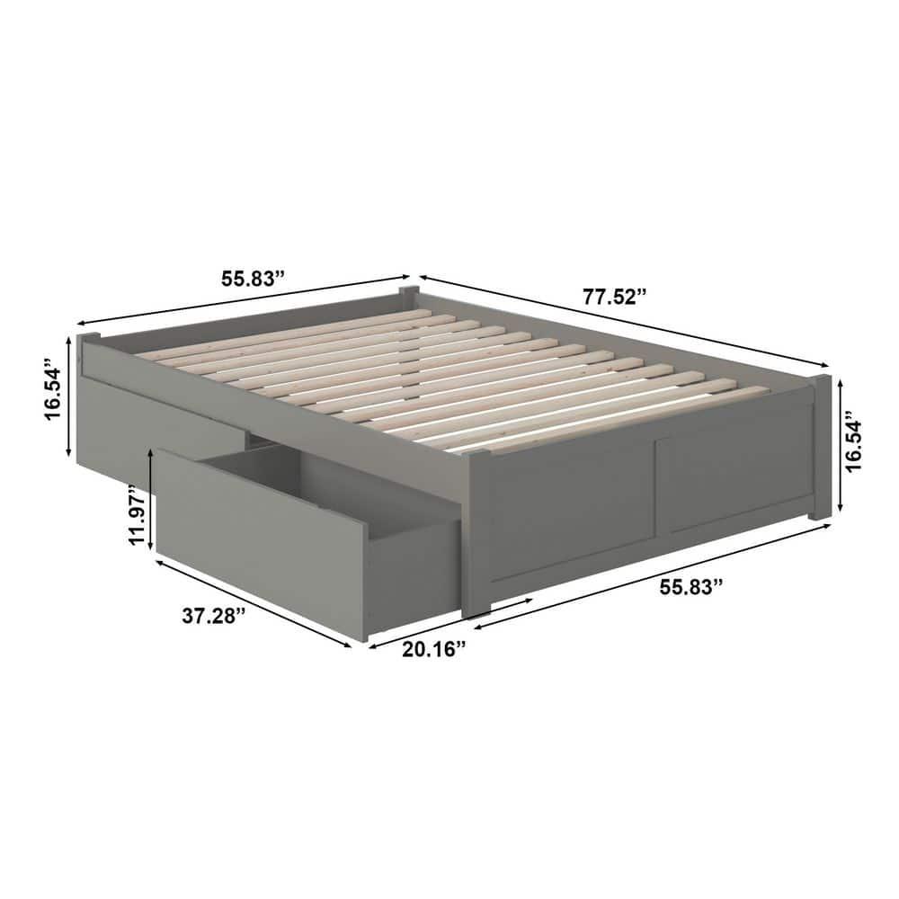 Concord Platform Bed with Flat Panel Foot Board and 2 Urban Bed Drawers, Multiple Colors, Multiple Sizes