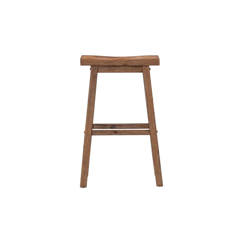 Set of 2 29" Sonoma Wire-Brush Saddle Barstools Barnwood - Boraam: Solid Acacia, Footrest