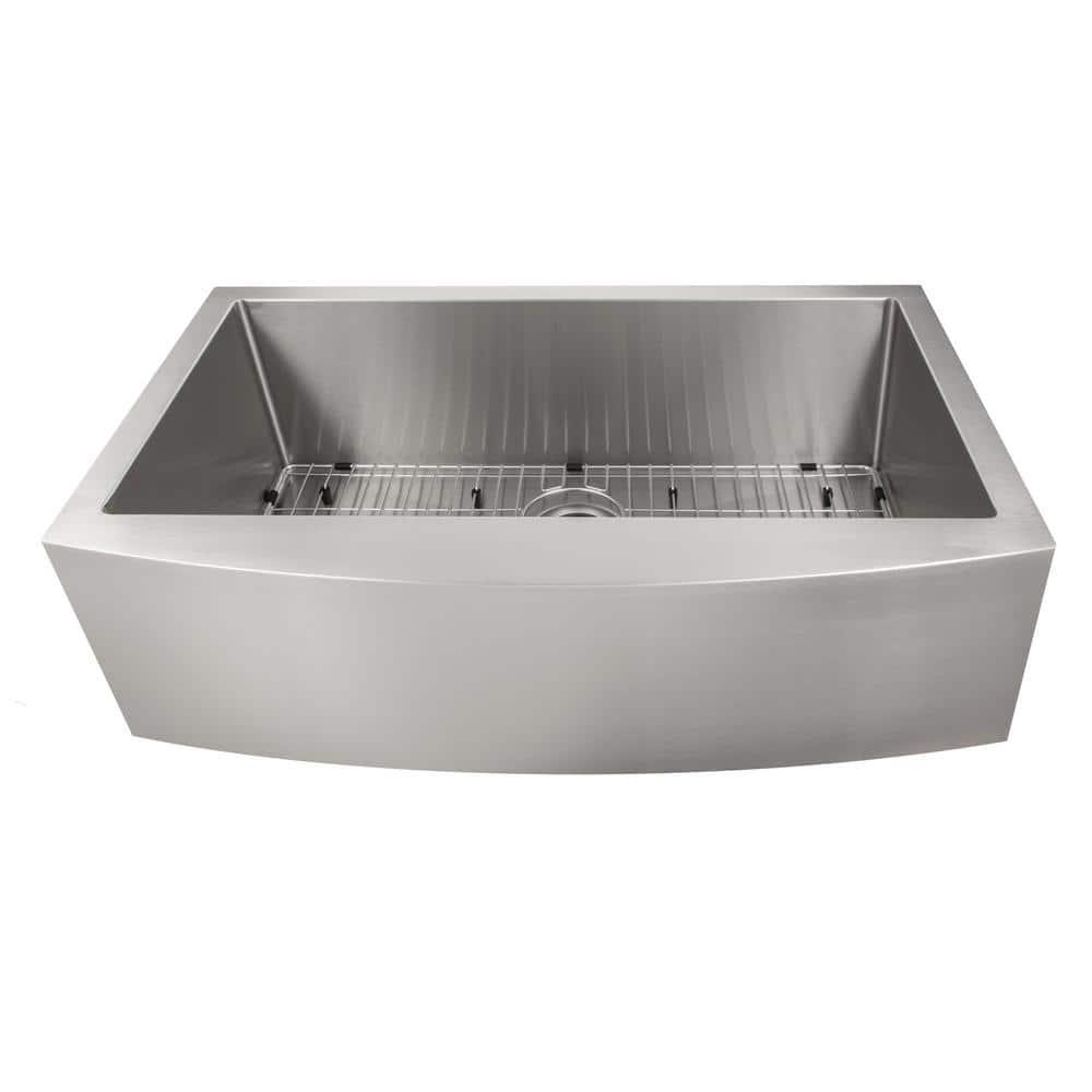 ZLINE 33 in. Vail Farmhouse Apron Mount Single Bowl Stainless Steel Kitchen Sink W/ Bottom Grid (SAS-33)