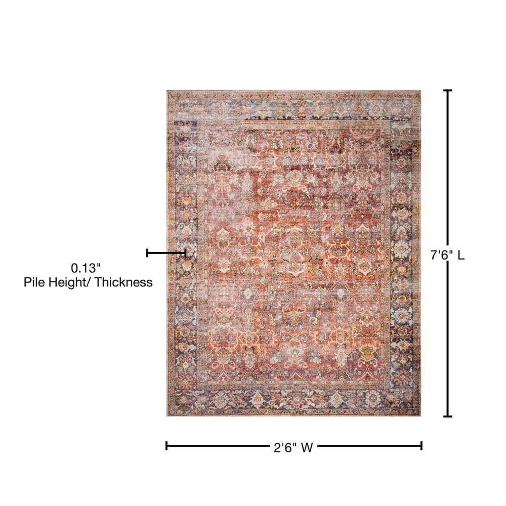 Layla Red and Marine Polyester Runner Rug