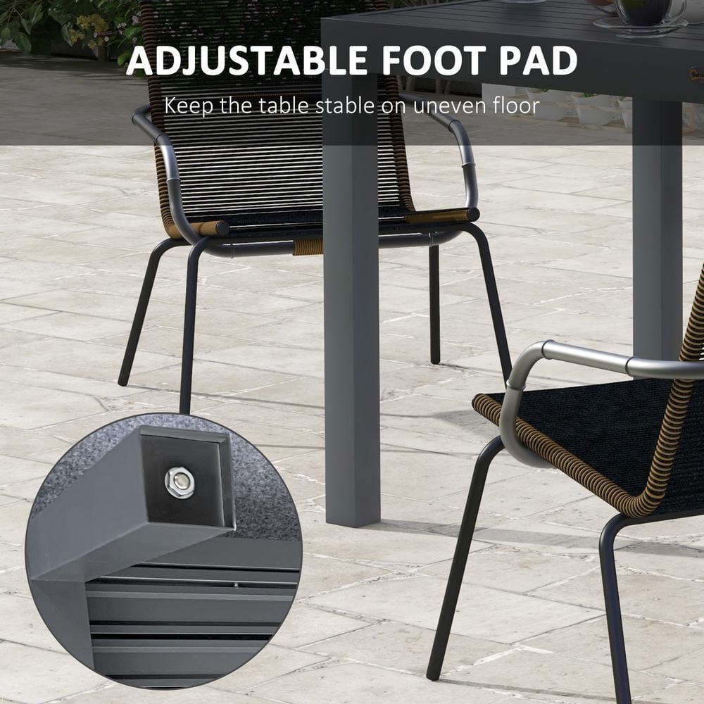 Outsunny Expandable Patio Dining Table for 4-6, Aluminum Extendable Outdoor Dining Table for Garden, Backyard, Poolside, Deck, Gray