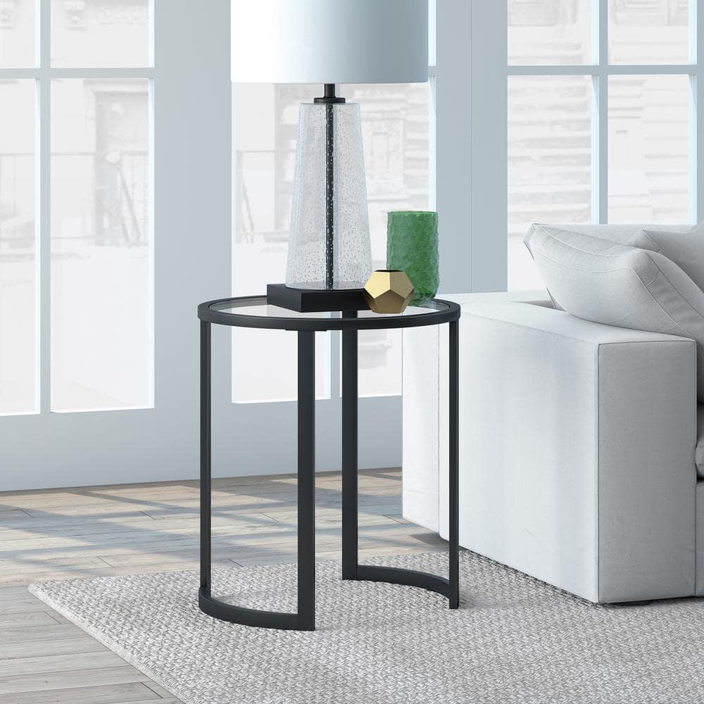 Evelyn&Zoe Mitera 20" Wide Round Side Table, Blackened Bronze