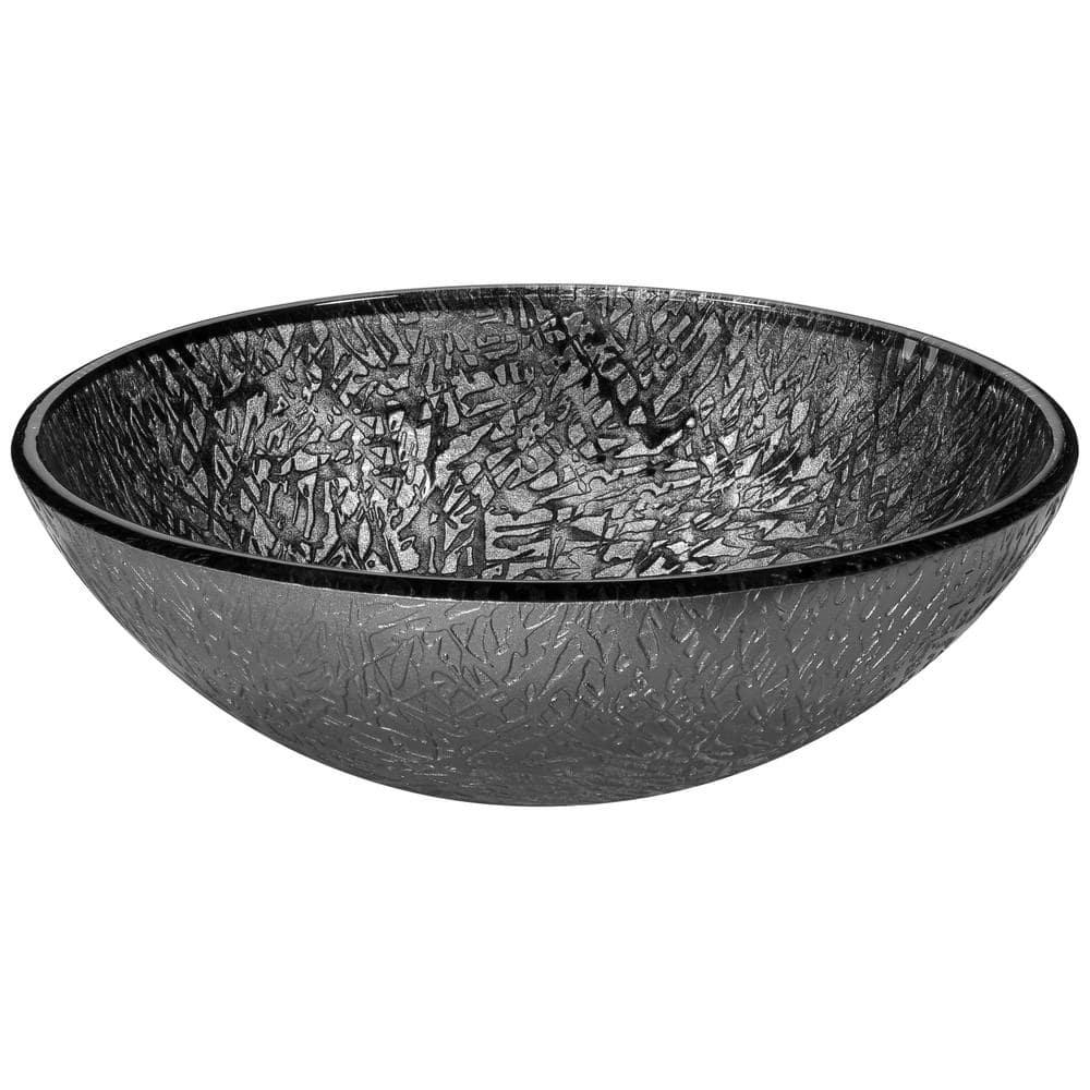 ANZZI Arc 16.5'' Gray Tempered Glass Circular Bathroom Sink