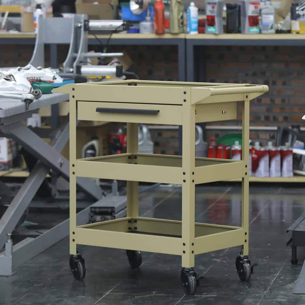 GSTANDARD APTB311Y Torin 3 Layer Rolling Tool Cart: Multifunction Utility Cart with One Slide Drawer and Service Cart for Home, Garage, Kitchen, Office or Cafe, Yellow