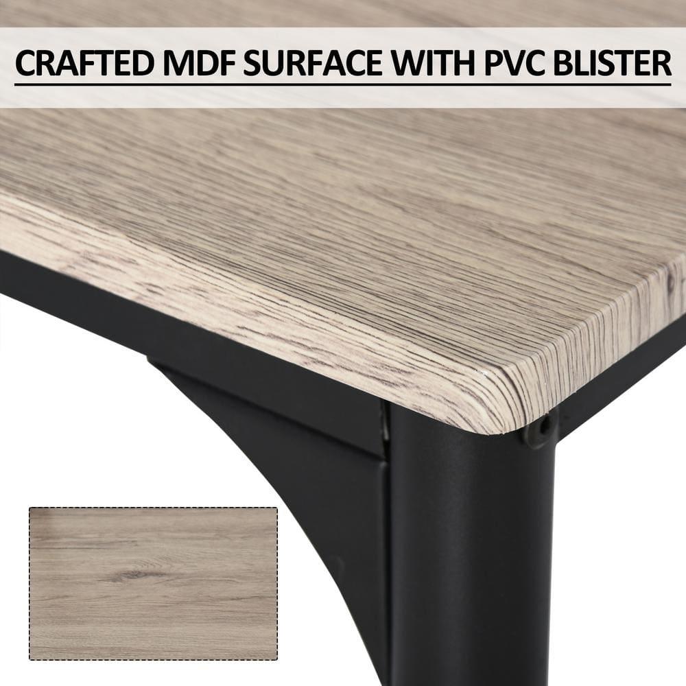 HOMCOM Modern 5-Piece Wooden Counter Dining Kitchen Table Set, 1 Table 4 Chairs Metal Legs, Suitable For Outdoors, gray