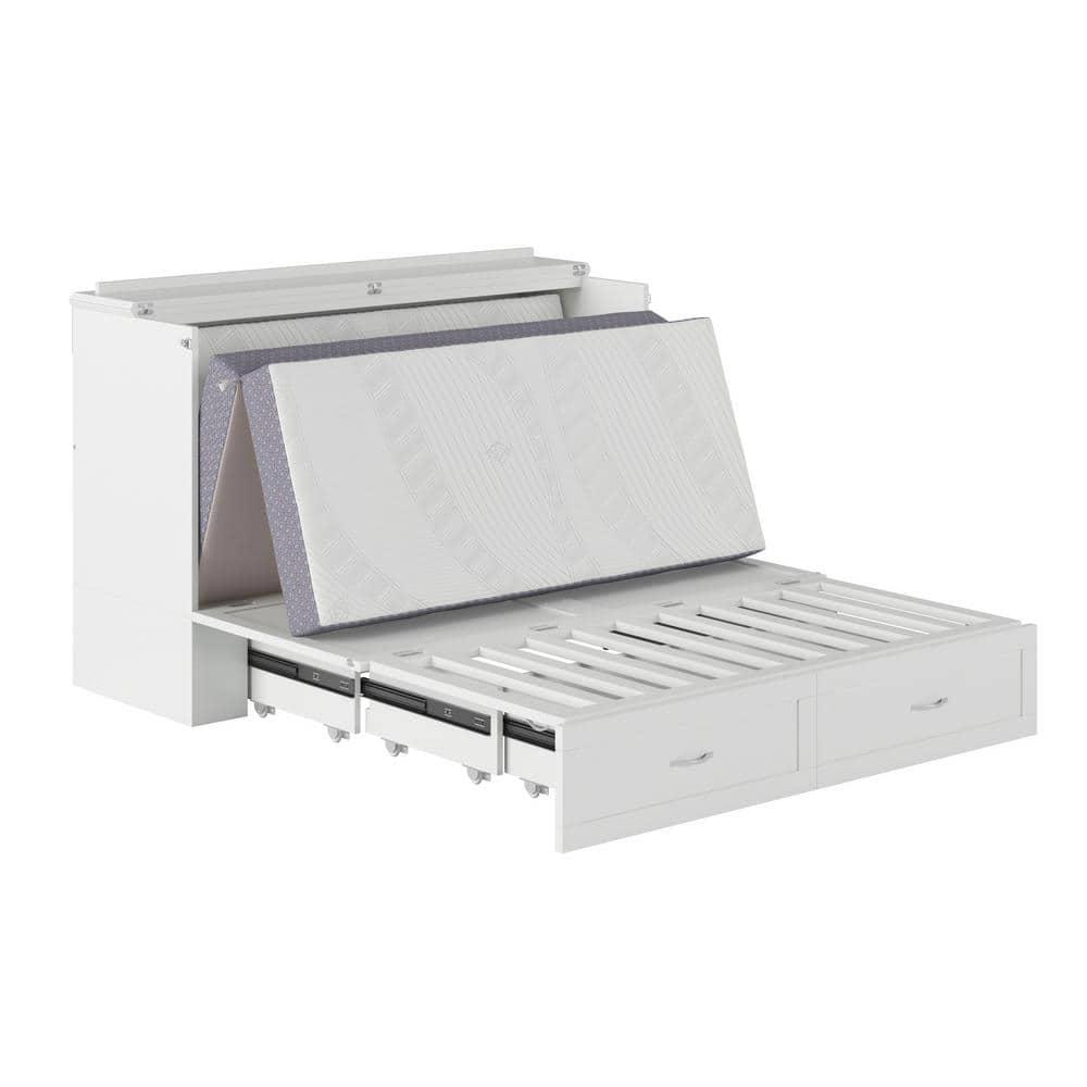 Hamilton Murphy Bed Chest Queen White with Charging Station