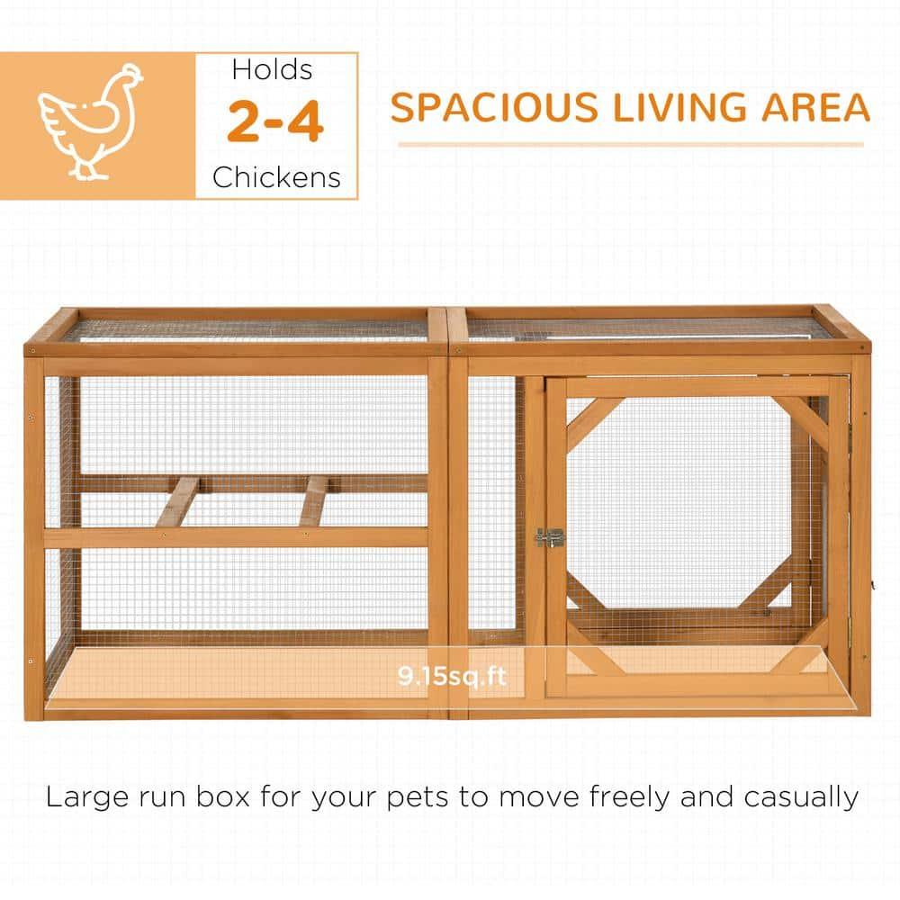 PawHut 55" Wooden Chicken Coop Add-on Expansion, Mini Chicken Coop Chicken House Outdoor Chicken Run Hen House with Combinable Design