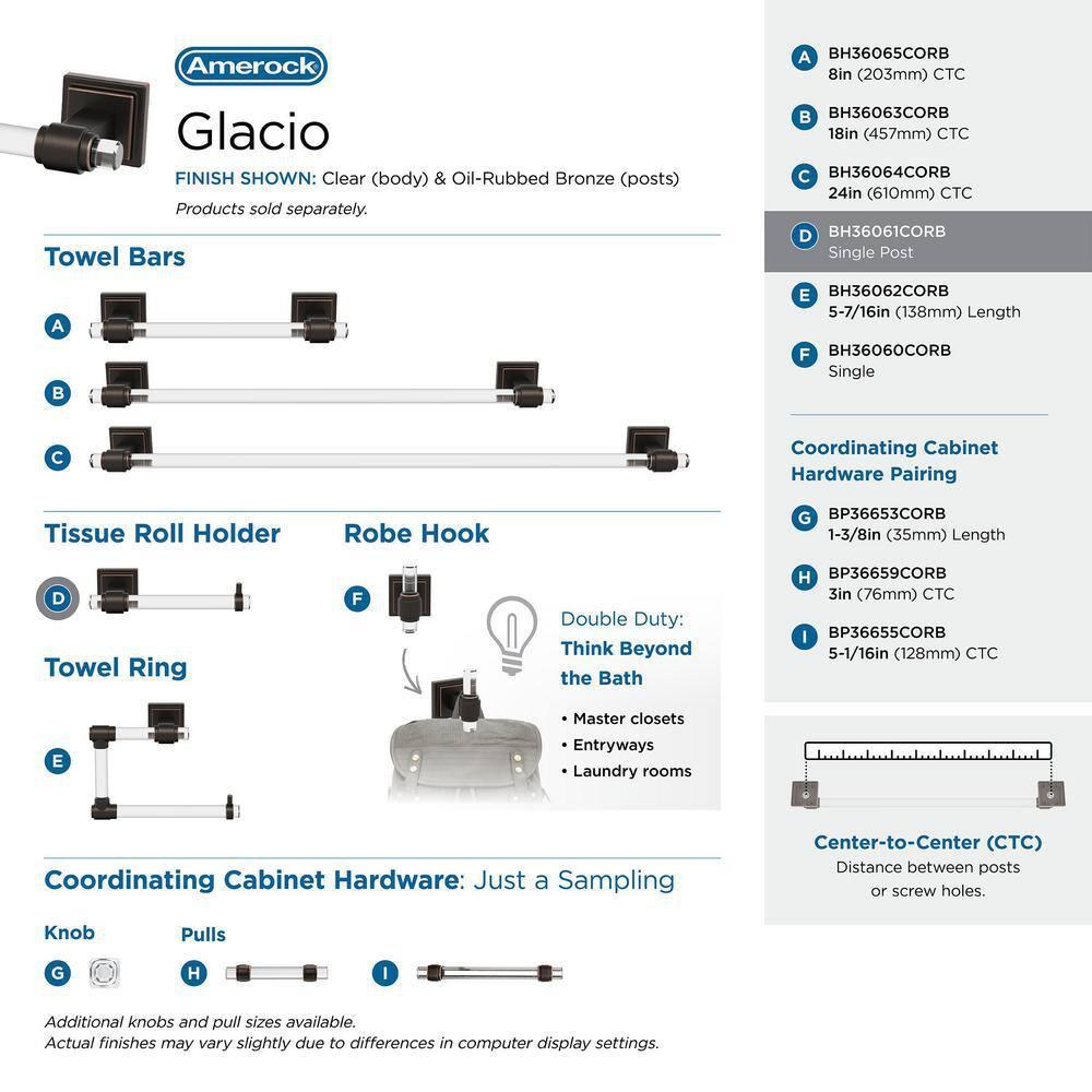 Amerock Glacio Wall Mount Toilet Paper Holder BH36061CORB